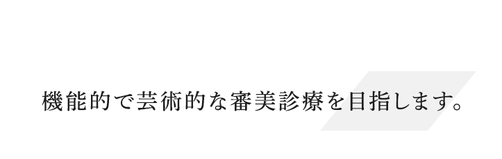 機能的で芸術的な審美診療を目指します。